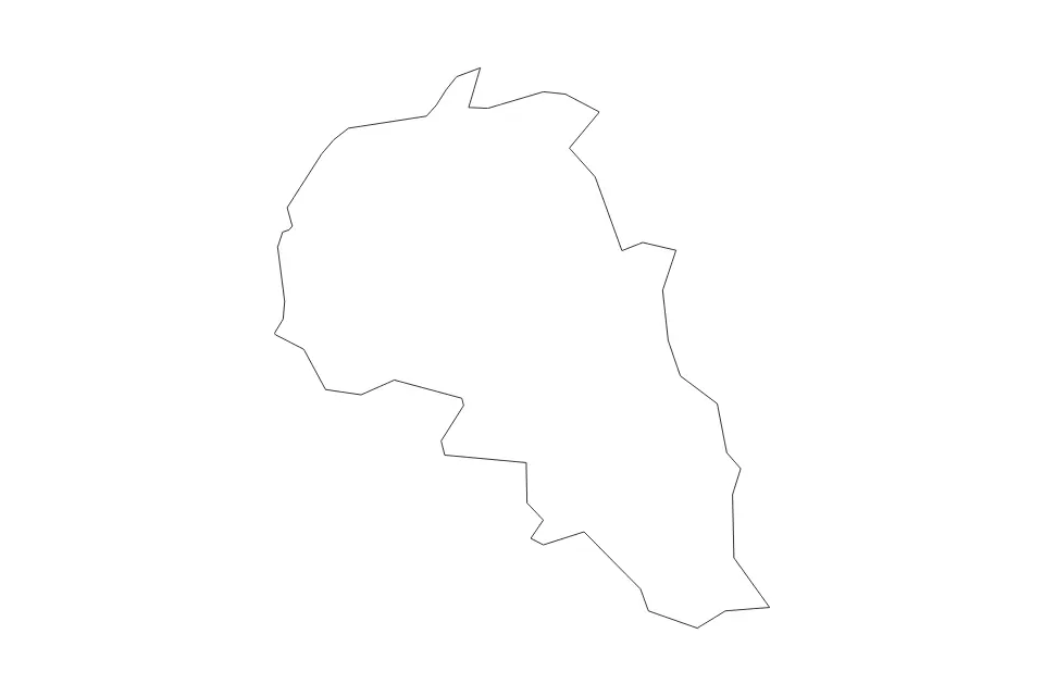 Outline map of Derry London Borough (city), United Kingdom with subdivision borders.