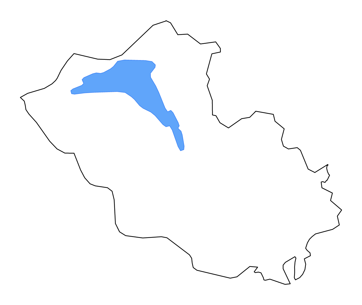 Mapa de contorno de Fermanagh, United Kingdom con lagos y ríos.