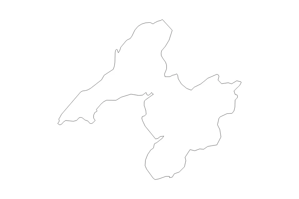Outline map of Gwynedd Unitary Authority (wales), United Kingdom with subdivision borders.