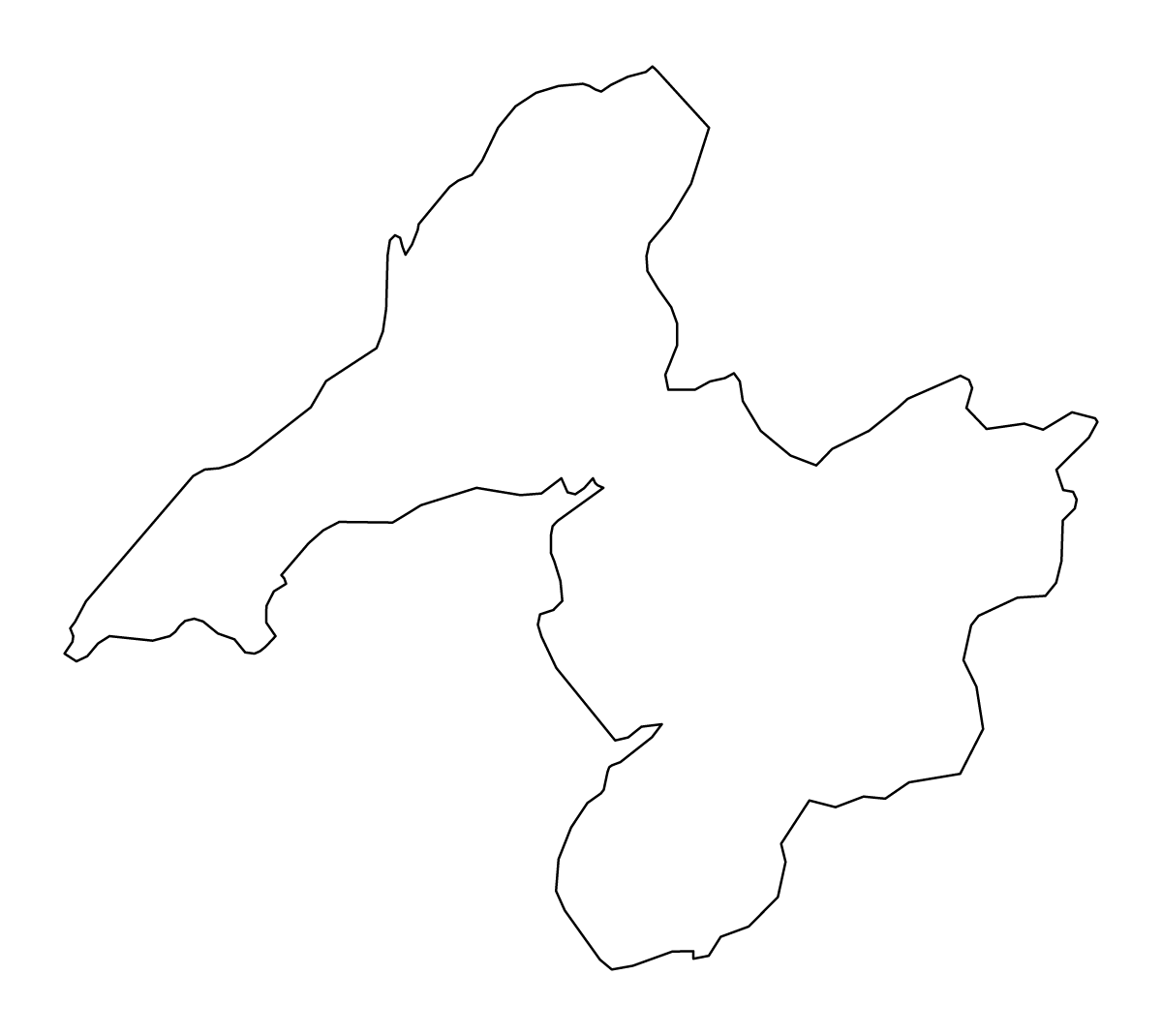 Outline map of Gwynedd Unitary Authority (wales), United Kingdom.