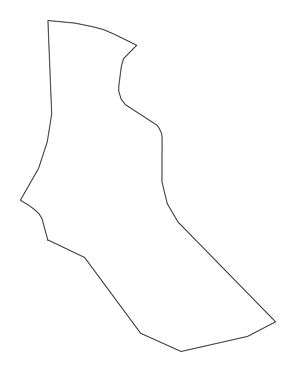 Outline map of Hammersmith and Fulham London Borough, United Kingdom.