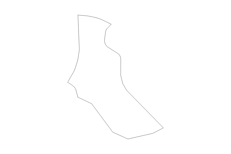 Outline map of Hammersmith and Fulham London Borough, United Kingdom with subdivision borders.
