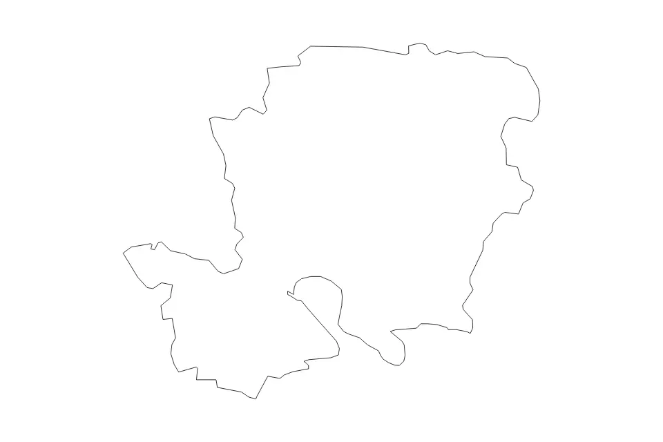 Outline map of Hampshire Administrative County, United Kingdom with subdivision borders.