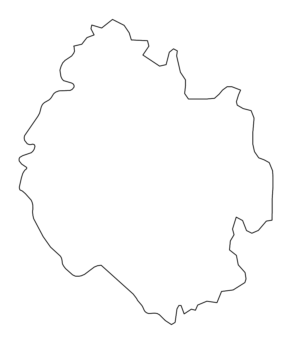 Outline map of Herefordshire Unitary Authority, United Kingdom with rivers.