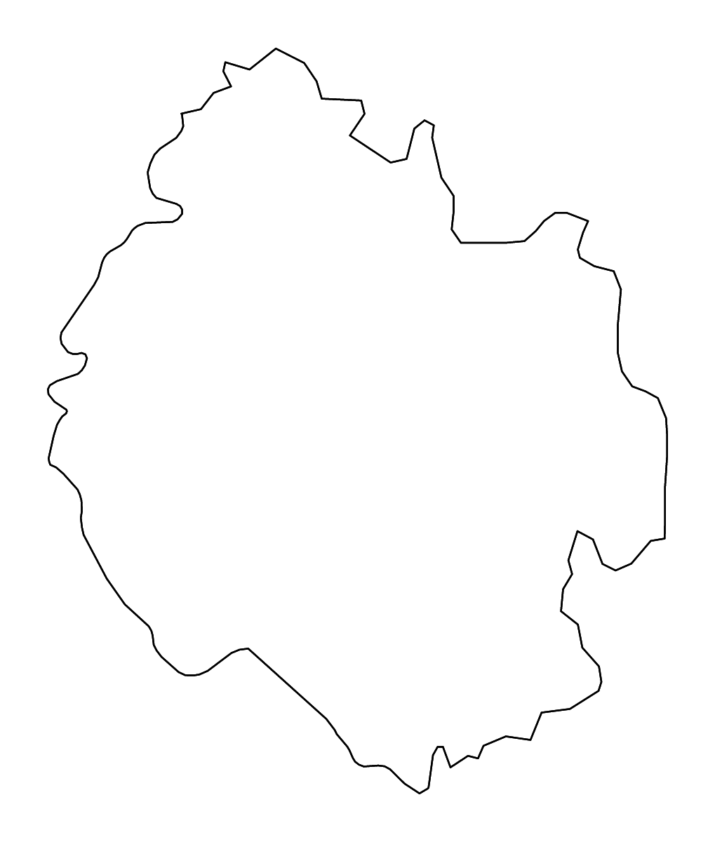 Mapa de contorno de Herefordshire, United Kingdom con ríos.
