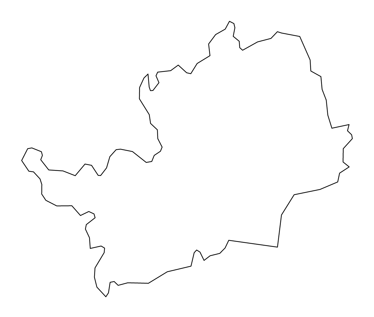 Outline map of Hertfordshire Administrative County, United Kingdom.