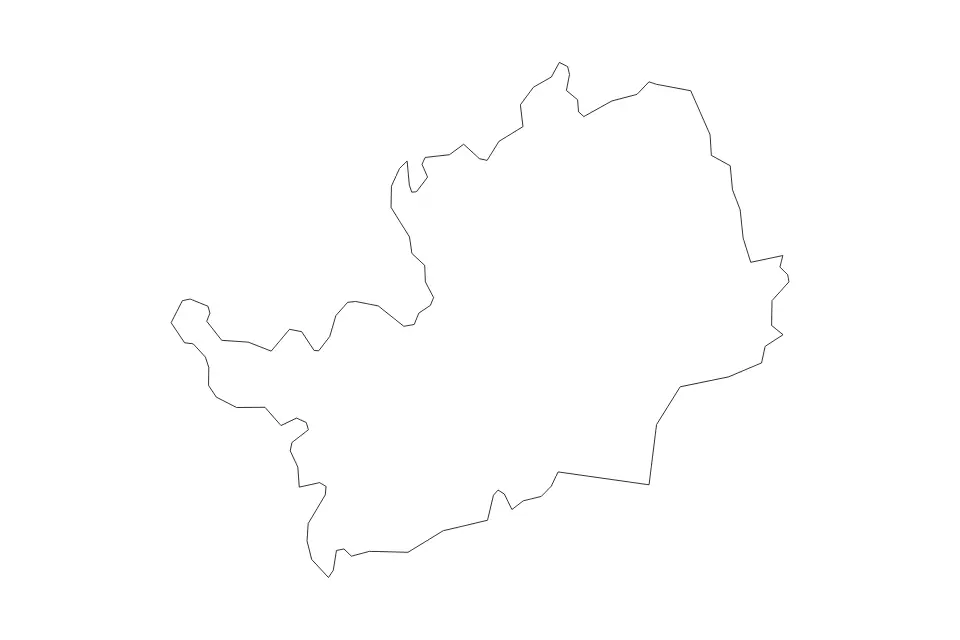 Outline map of Hertfordshire Administrative County, United Kingdom with subdivision borders.
