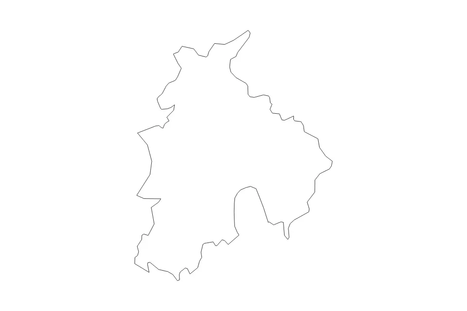 Outline map of Lancashire Administrative County, United Kingdom with subdivision borders.