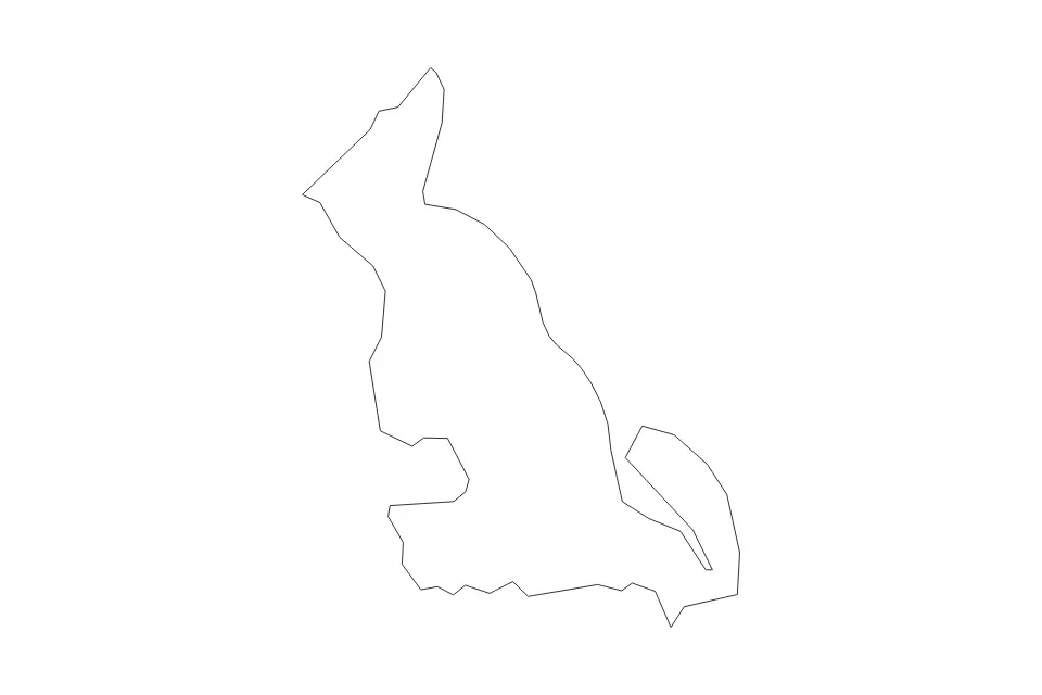 Outline map of Larne District, United Kingdom with subdivision borders.