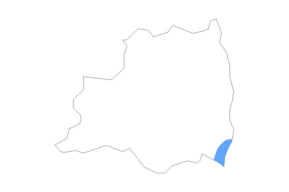 Outline map of Magherafelt District, United Kingdom with subdivision borders and major lakes.