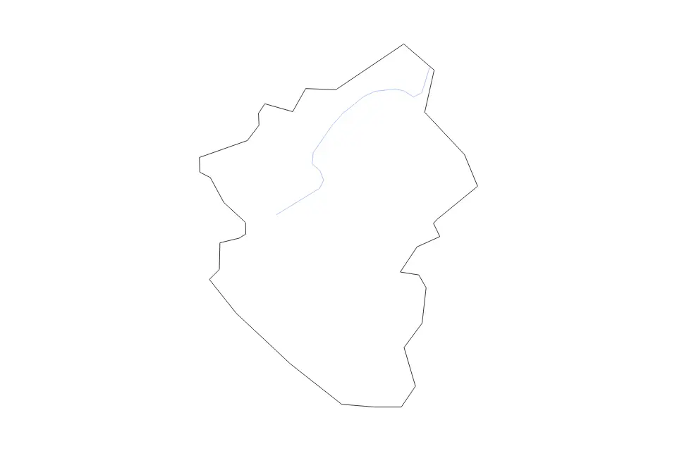 Outline map of Milton Keynes Unitary Authority, United Kingdom with subdivision borders and rivers.