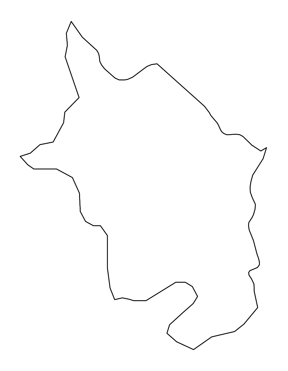 Mapa de contorno de Monmouthshire, United Kingdom con ríos.