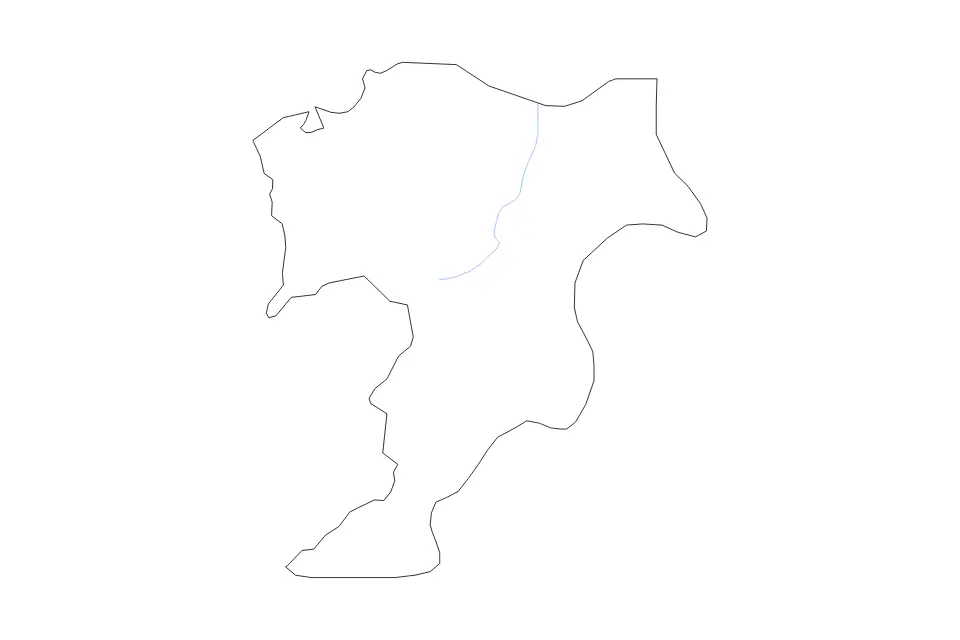 Outline map of Moray Unitary District, United Kingdom with subdivision borders and rivers.