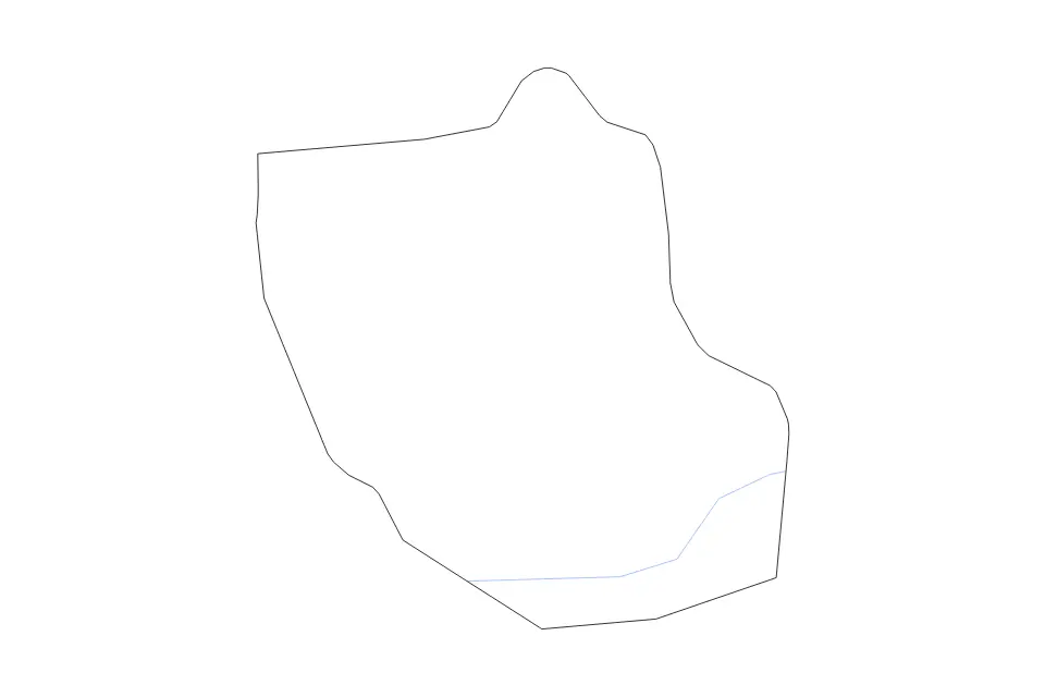 Outline map of Newham London Borough, United Kingdom with subdivision borders and rivers.