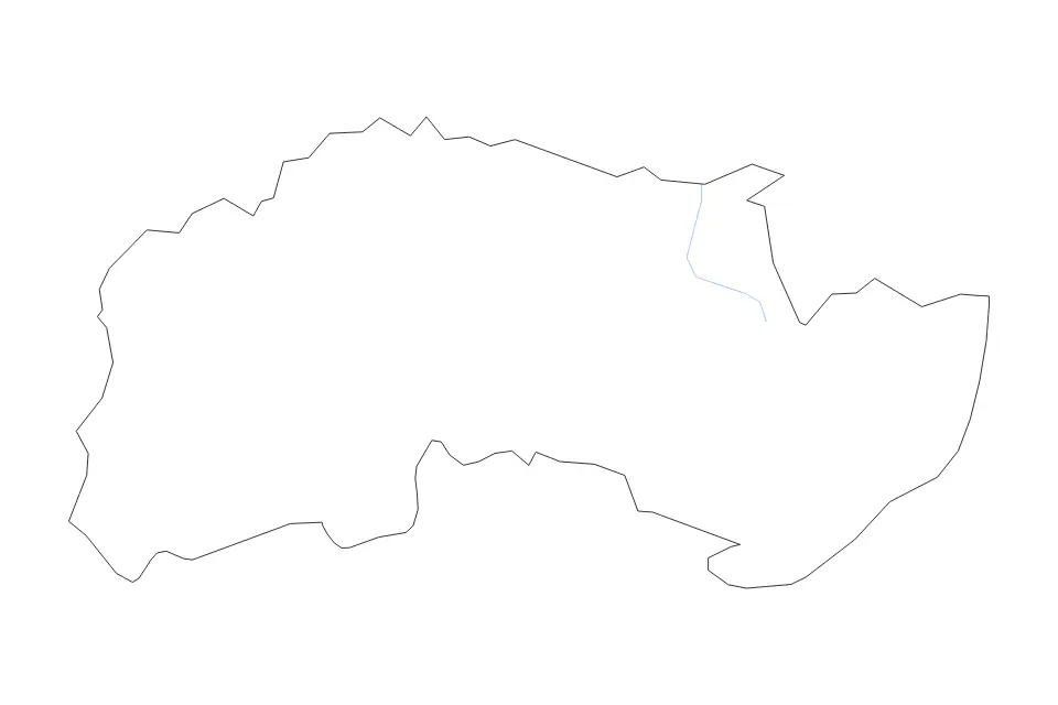Outline map of Newry and Mourne District, United Kingdom with subdivision borders and rivers.