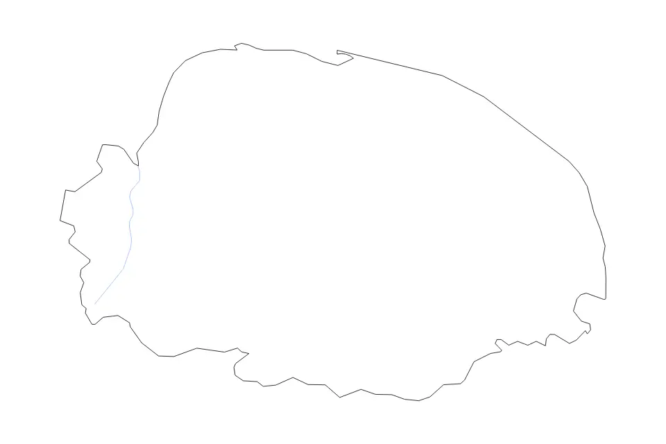 Mapa de Norfolk, United Kingdom de tipo contorno y ríos para Europa, con contorno y ríos con límites limpios.