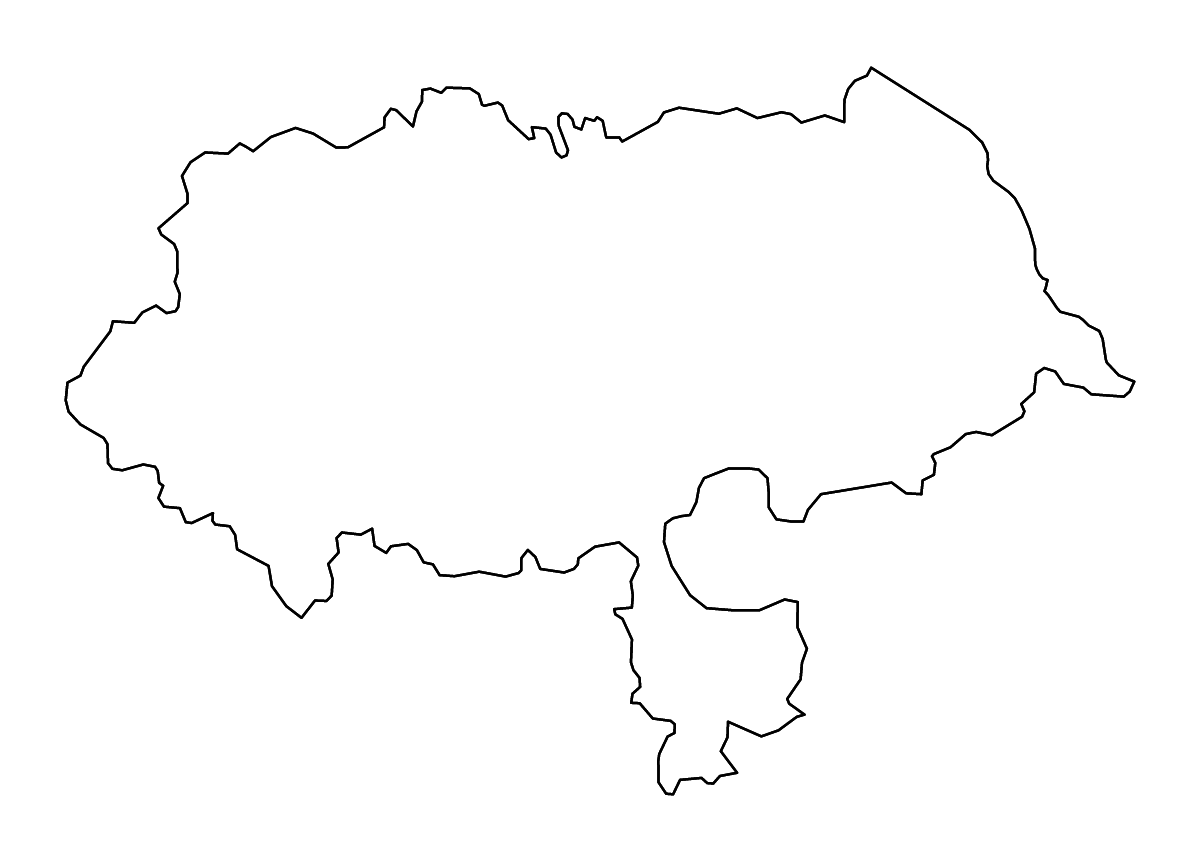 Mapa de contorno de North Yorkshire, United Kingdom con ríos.