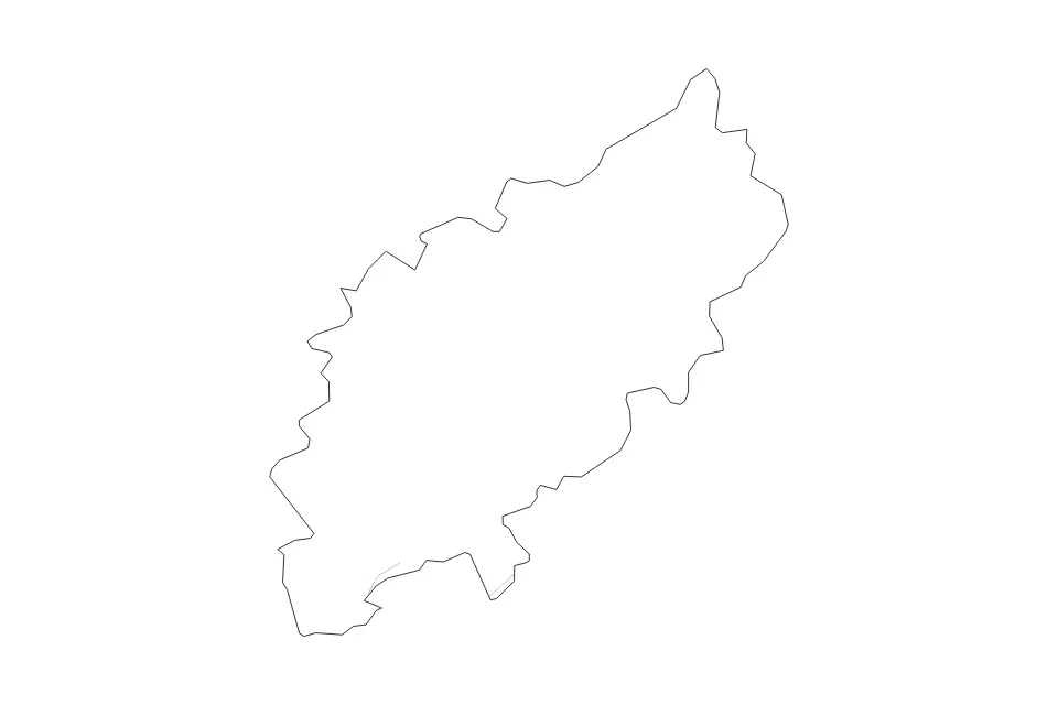 Outline map of Northamptonshire Administrative County, United Kingdom with subdivision borders and rivers.