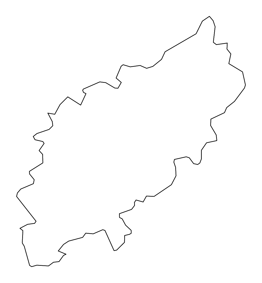 Mapa de contorno de Northamptonshire, United Kingdom con ríos.