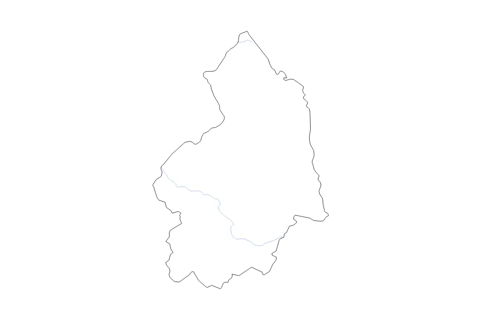 Outline map of Northumberland Unitary Single Tier County, United Kingdom with subdivision borders and rivers.