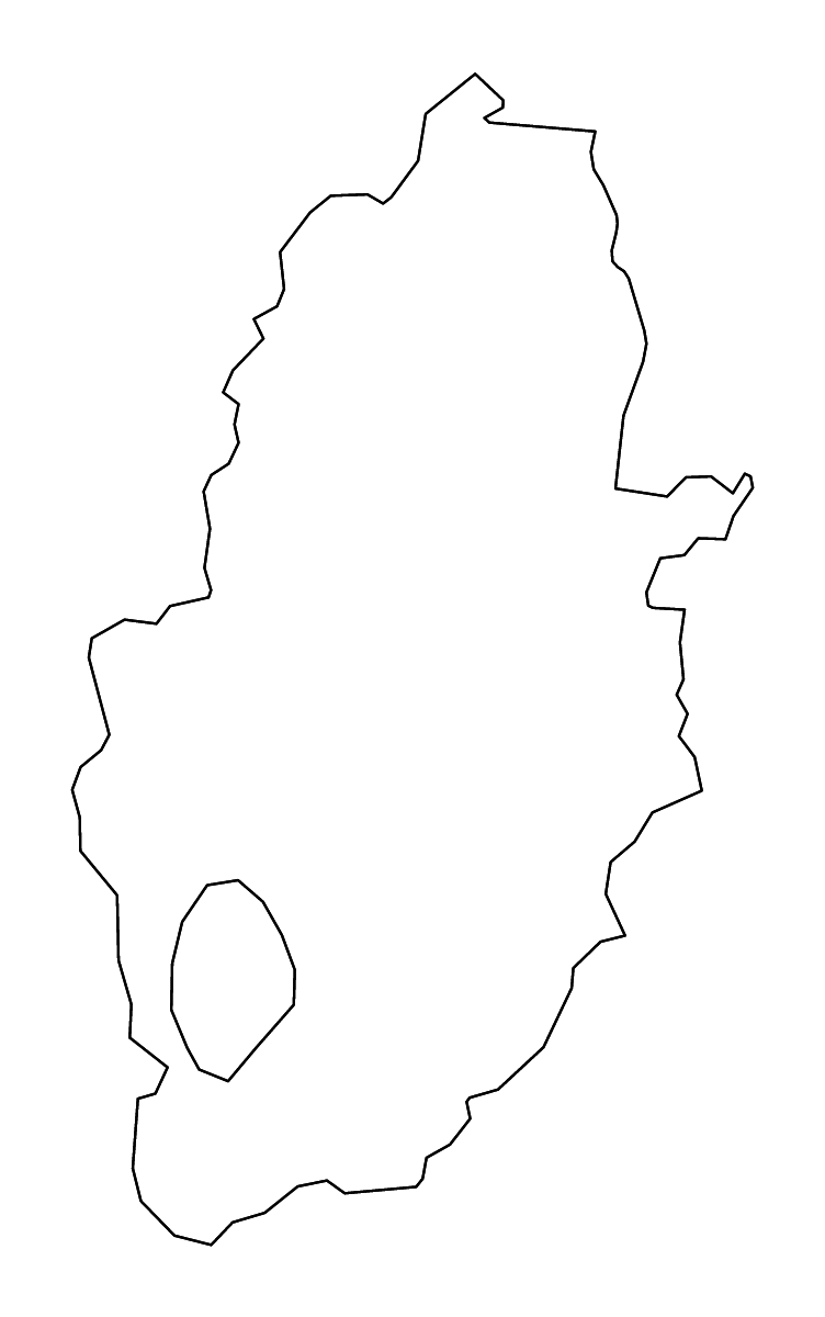 Mapa de contorno de Nottinghamshire, United Kingdom con ríos.