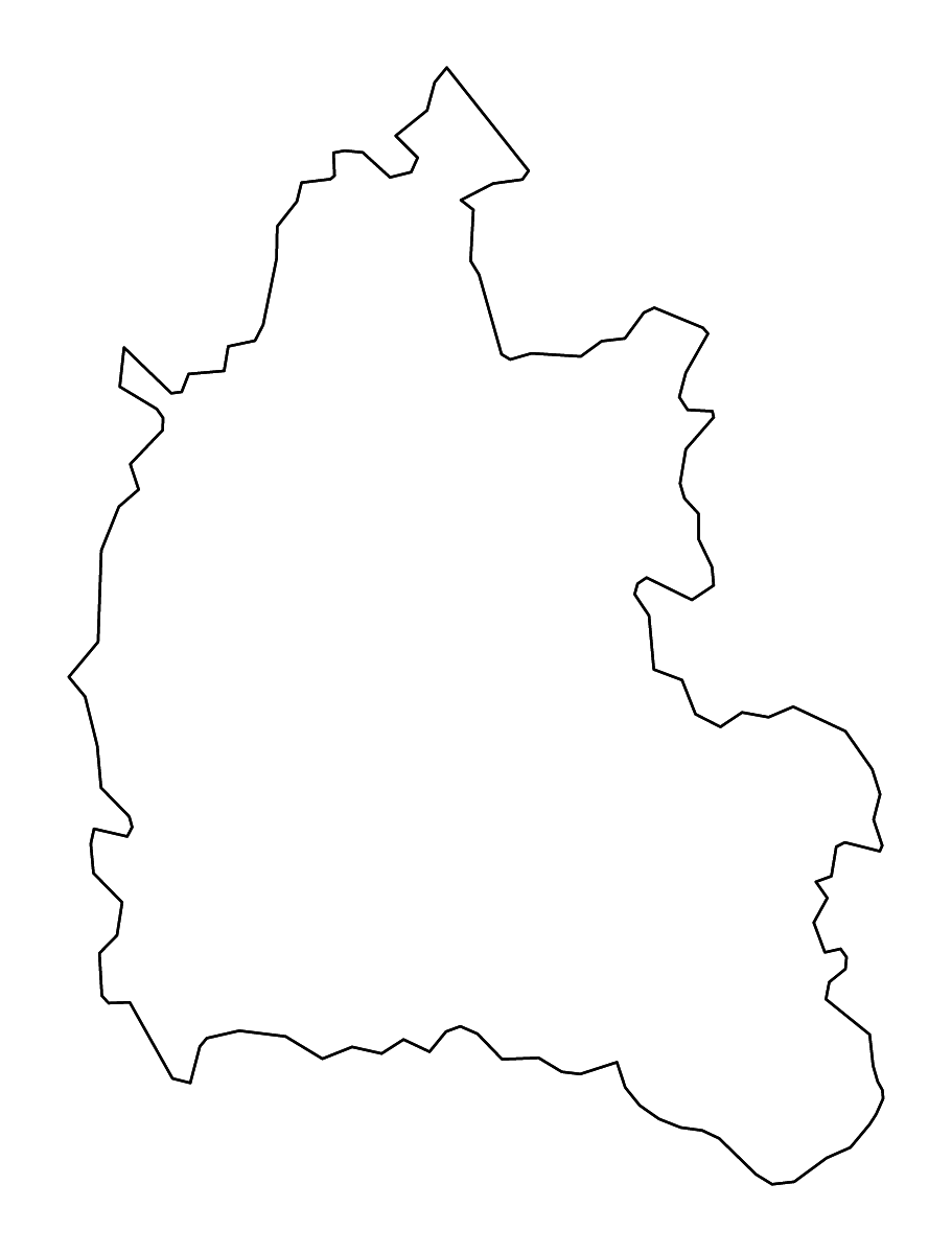 Mapa de contorno de Oxfordshire, United Kingdom con ríos.