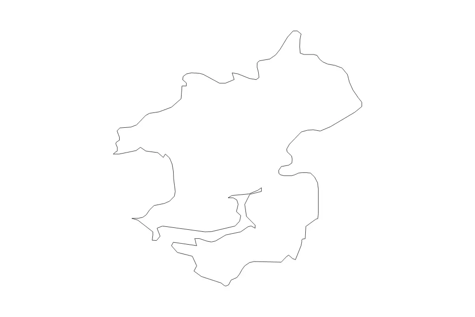 Outline map of Pembrokeshire Unitary Authority (wales), United Kingdom with subdivision borders.