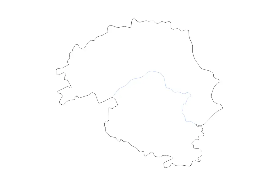 Outline map of Perth and Kinross Unitary District, United Kingdom with subdivision borders and rivers.