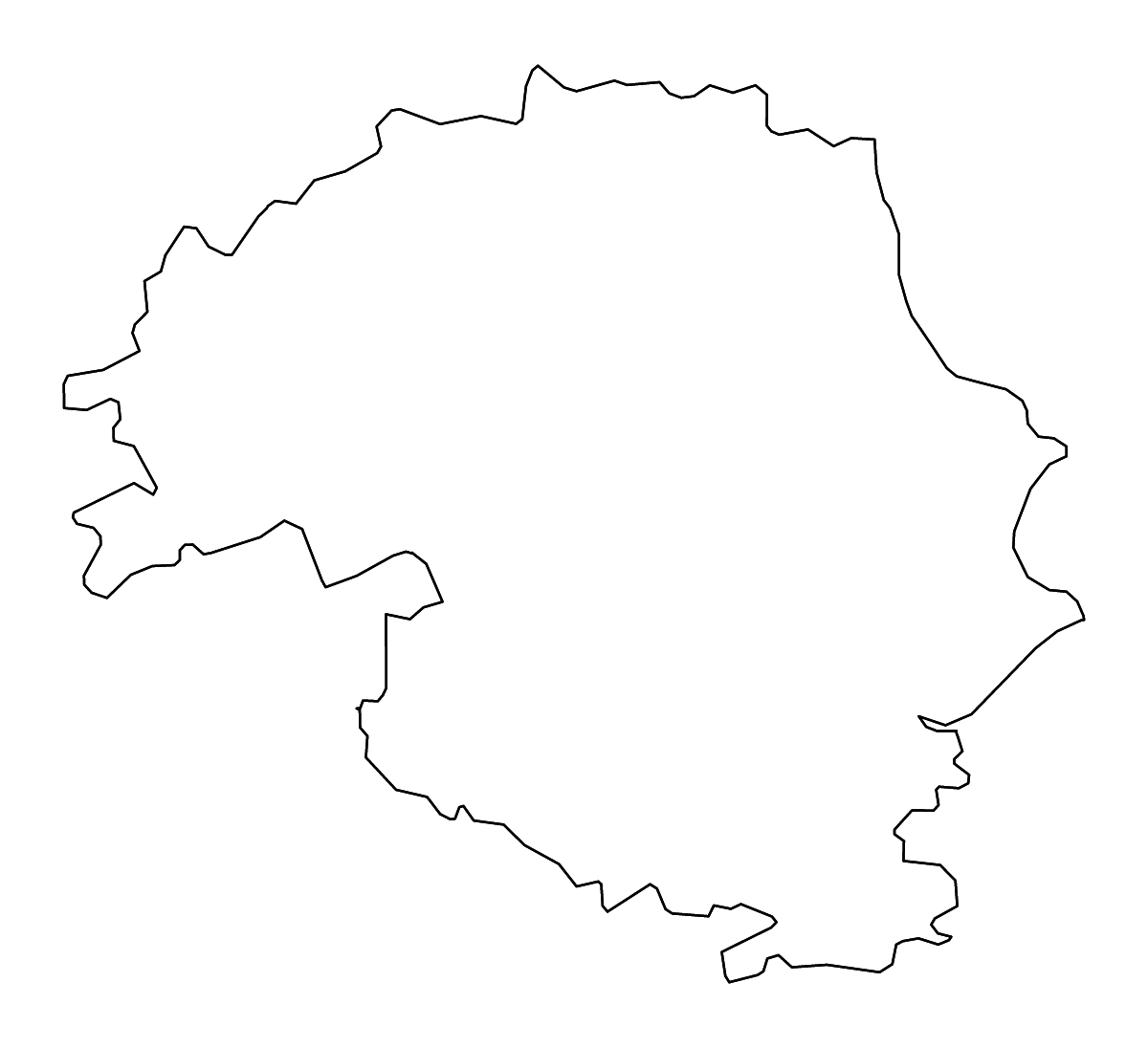 Outline map of Perth and Kinross Unitary District, United Kingdom with rivers.