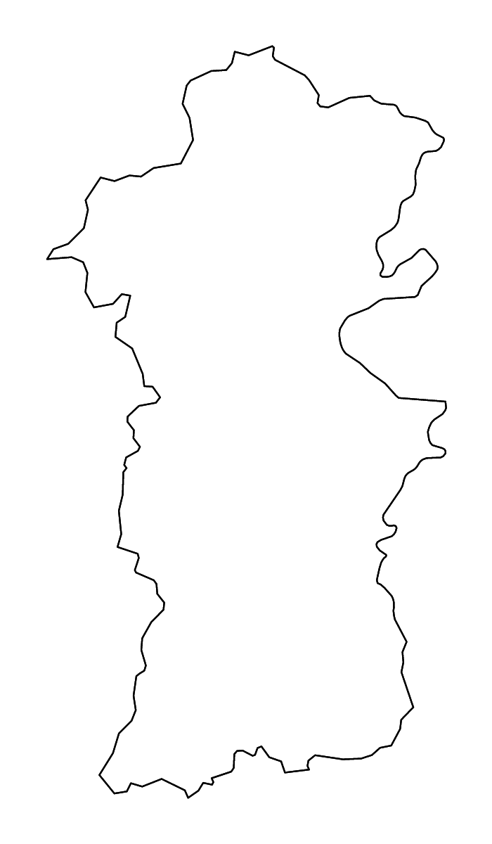 Mapa de contorno de Powys, United Kingdom con ríos.