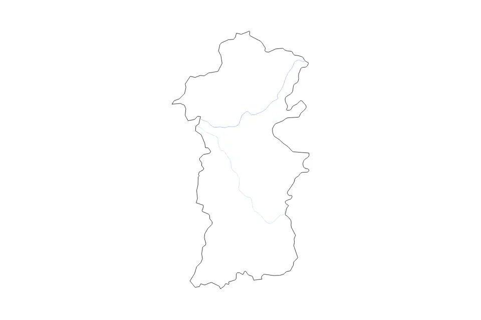 Mapa de Powys, United Kingdom de tipo contorno y ríos para Europa, con contorno y ríos con límites limpios.