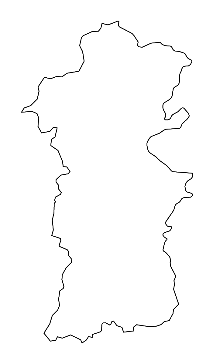 Outline map of Powys Unitary Authority (wales), United Kingdom with rivers.