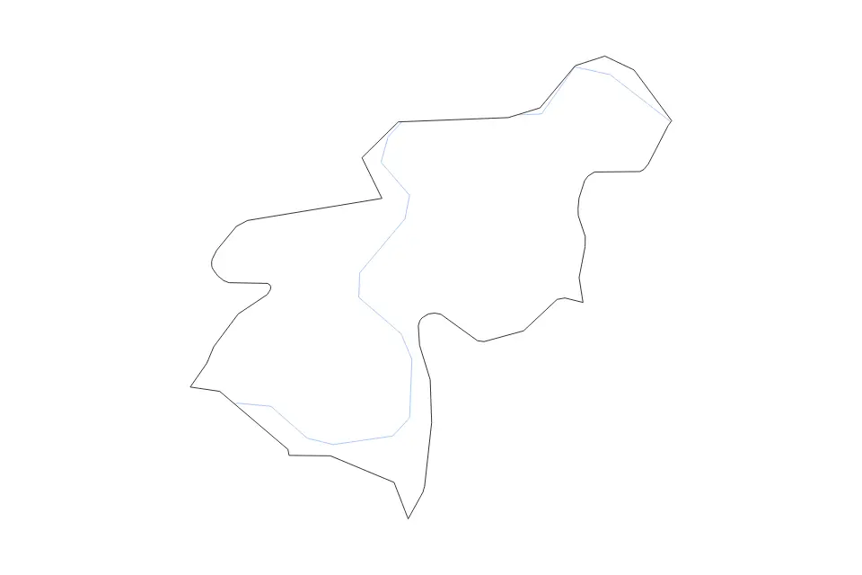 Outline map of Richmond upon Thames London Borough, United Kingdom with subdivision borders and rivers.