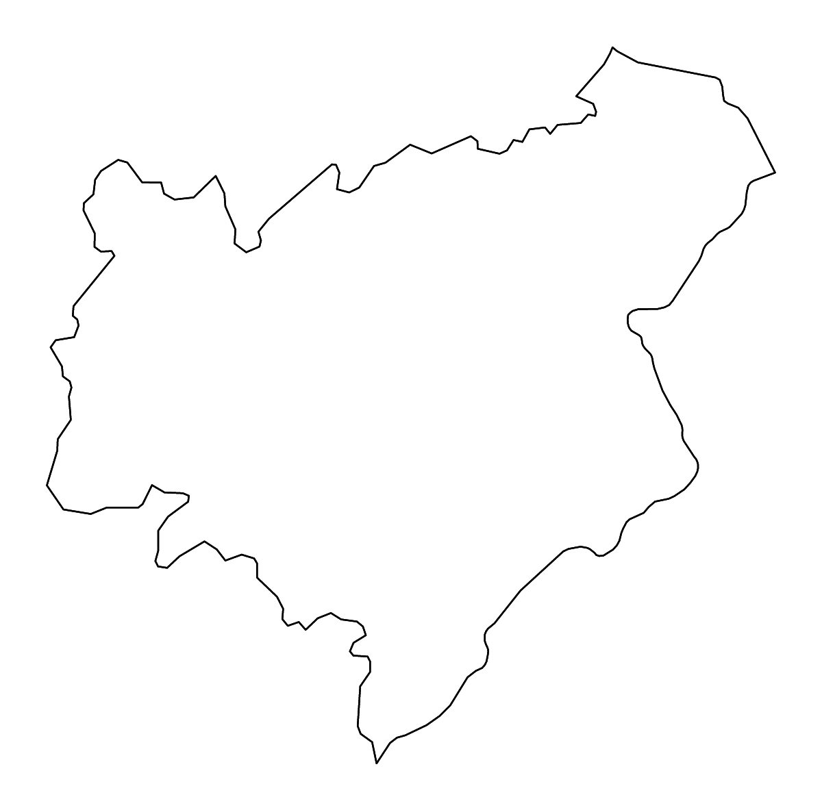 Outline map of Scottish Borders Unitary District, United Kingdom with rivers.