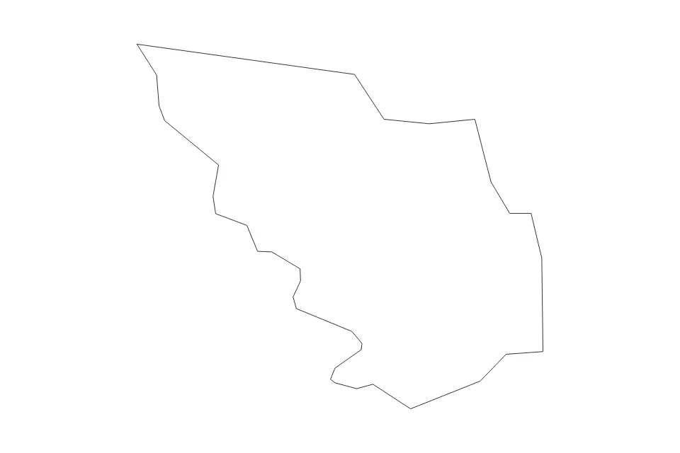 Outline map of Sheffield Metropolitan Borough, United Kingdom with subdivision borders.