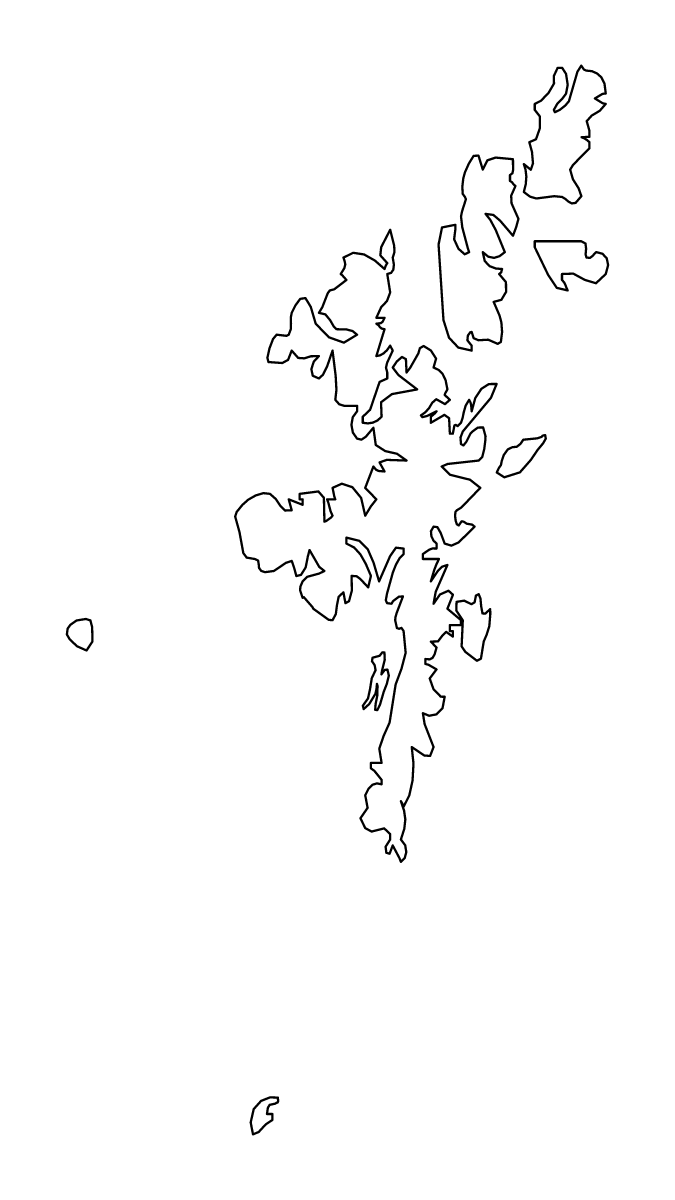 Mapa de contorno de Shetland Islands, United Kingdom.