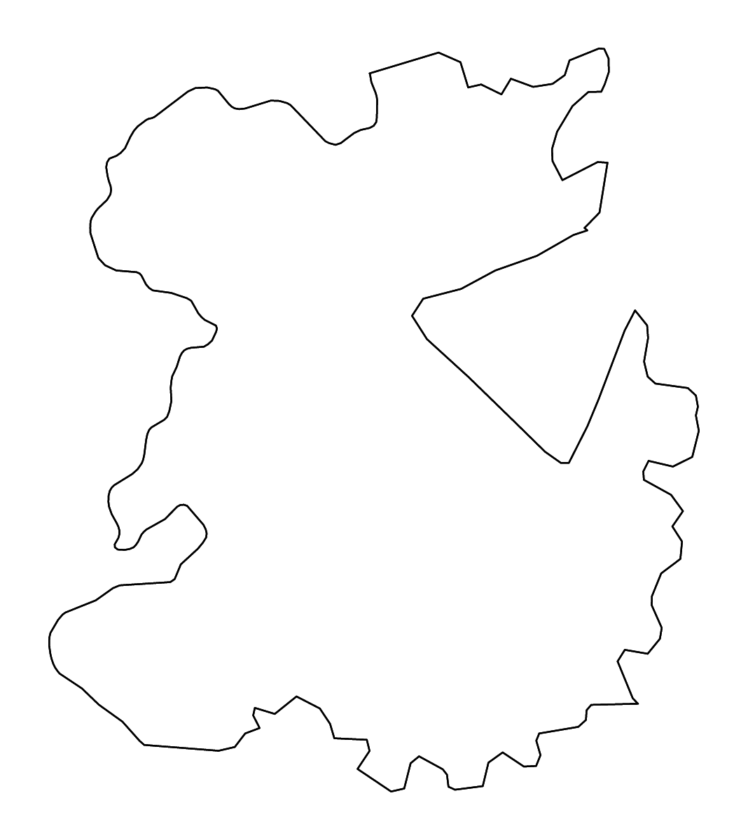 Mapa de contorno de Shropshire, United Kingdom con ríos.