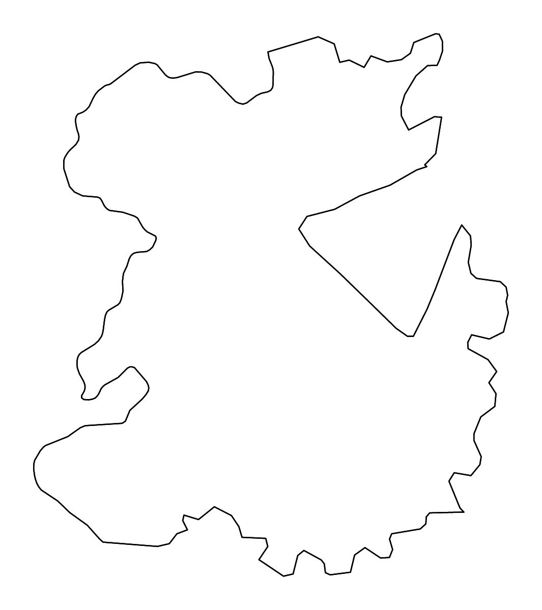 Mapa de contorno de Shropshire, United Kingdom con ríos.