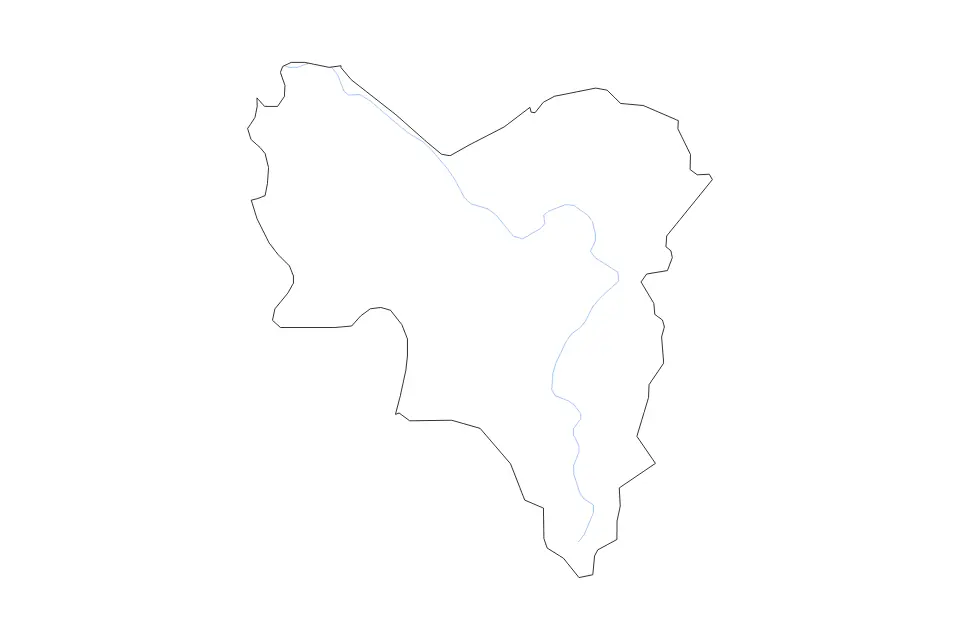 Outline map of South Lanarkshire Unitary District, United Kingdom with subdivision borders and rivers.
