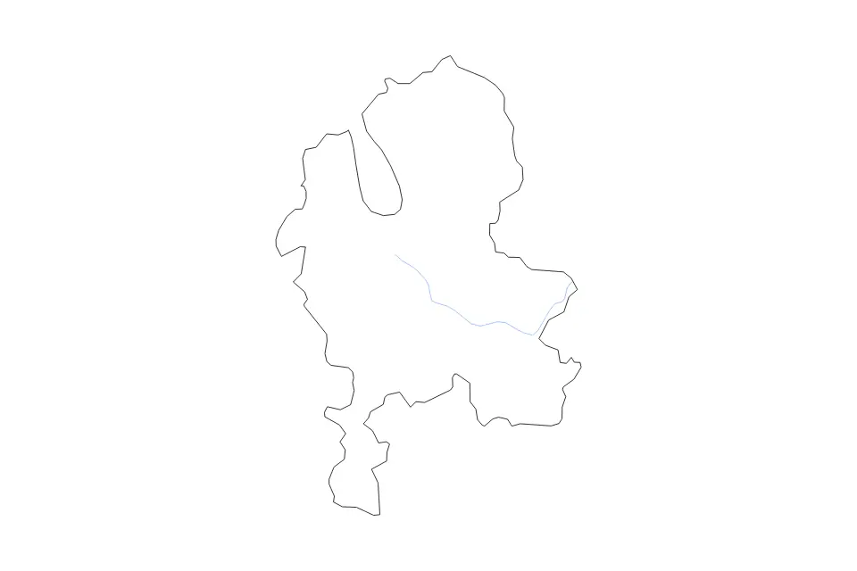 Outline map of Staffordshire Administrative County, United Kingdom with subdivision borders and rivers.