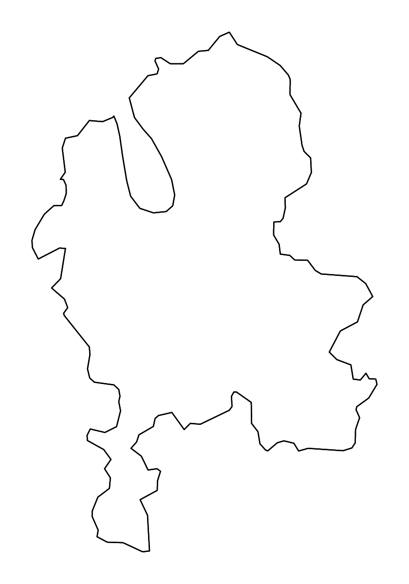 Mapa de contorno de Staffordshire, United Kingdom con ríos.