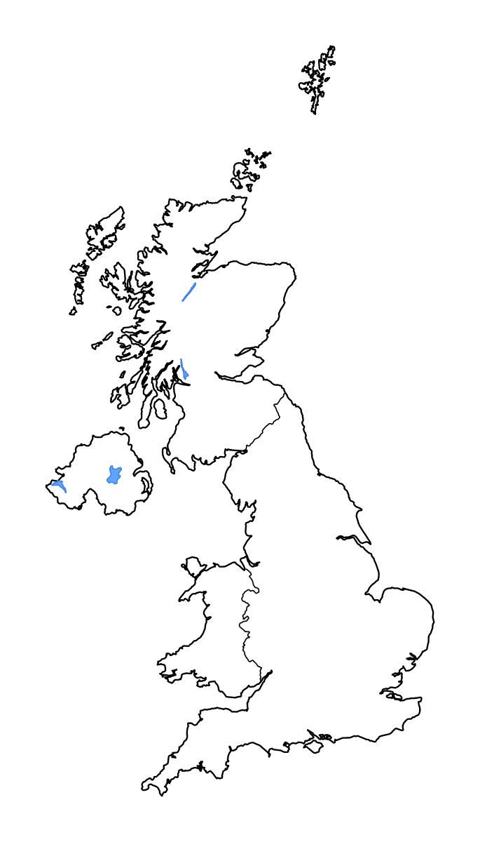 Mapa de contorno de United Kingdom con límites administrativos internos, lagos y ríos.