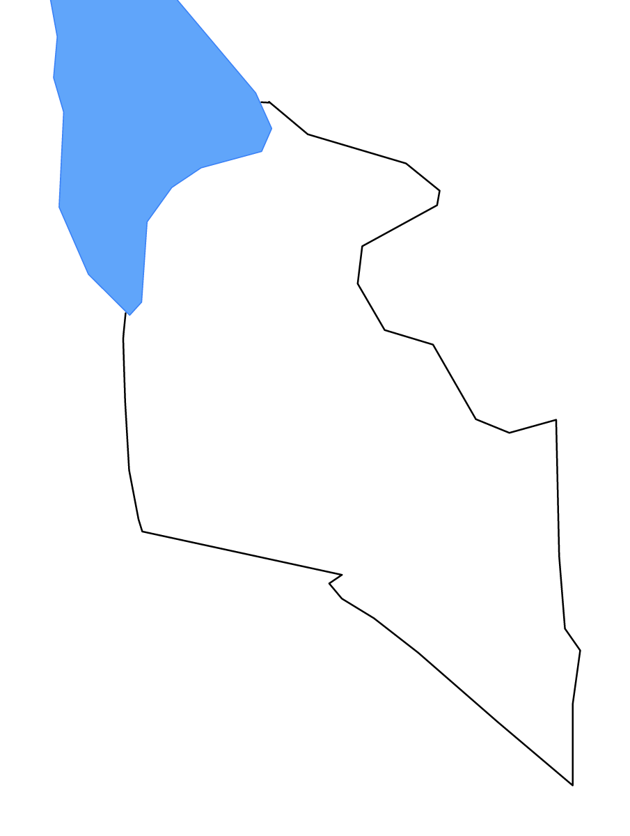 Outline map of West Dunbartonshire Unitary District, United Kingdom with lakes and rivers.