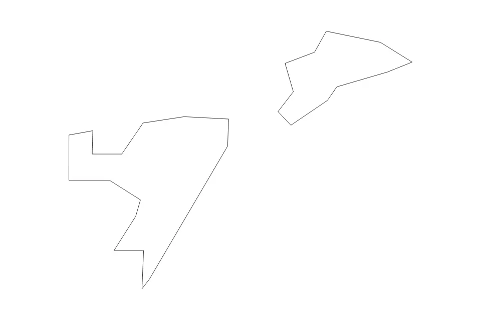 Outline map of East End District, Anguilla with subdivision borders.