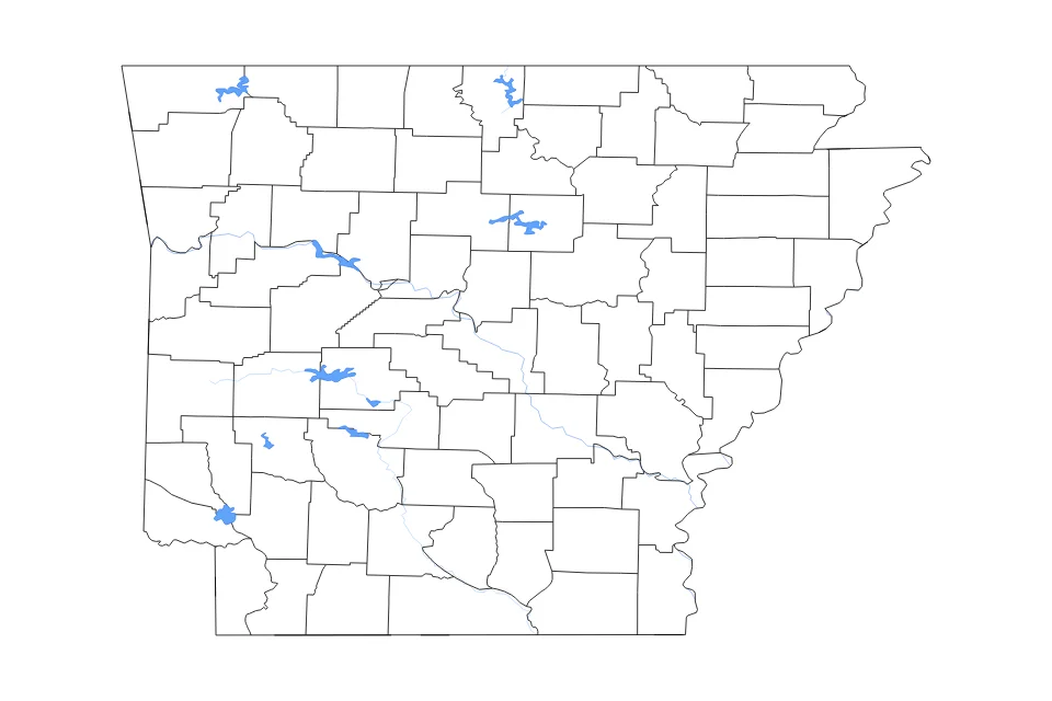 Aperçu de la carte de contour de Arkansas