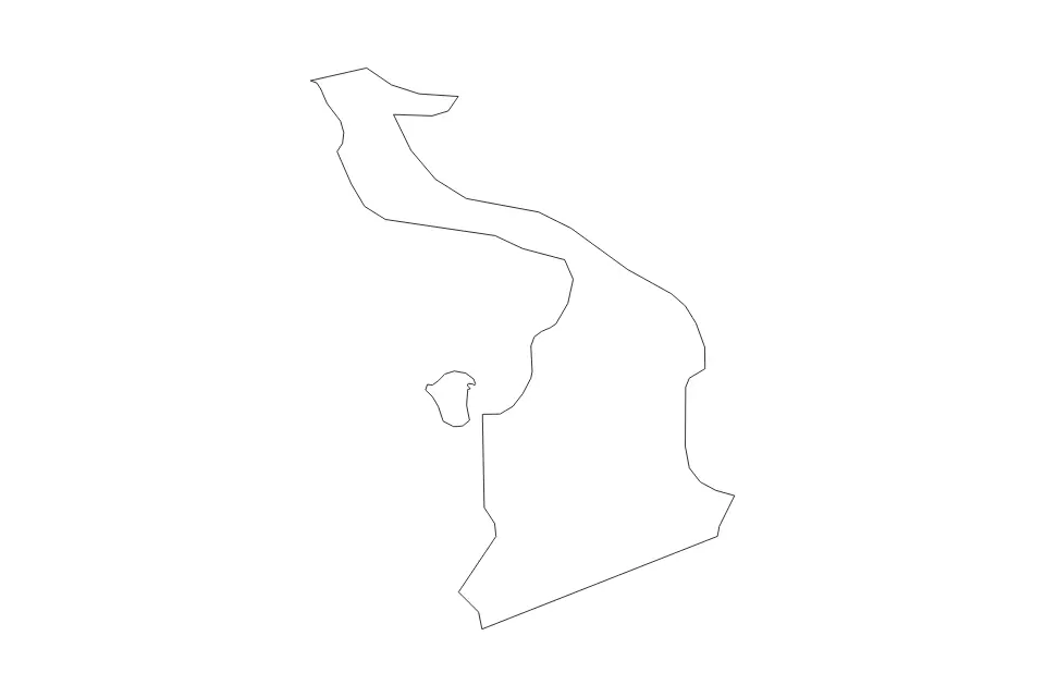 Outline map of Central Abaco District, Bahamas with subdivision borders.