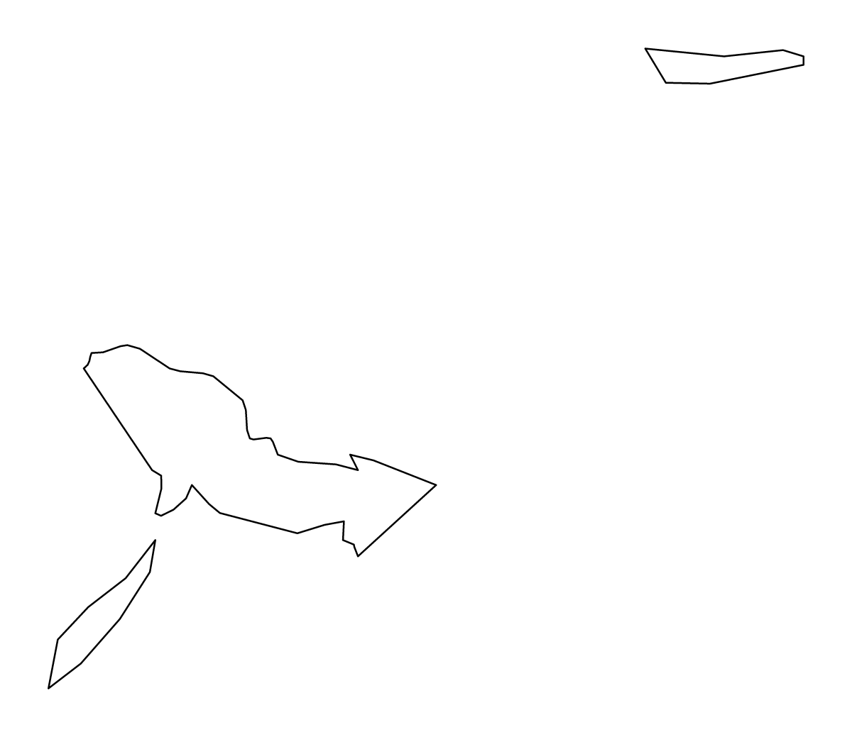 Mapa de contorno de Crooked Island, Bahamas.