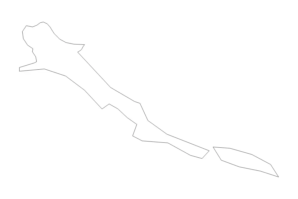 Outline map of Exuma District, Bahamas with subdivision borders.