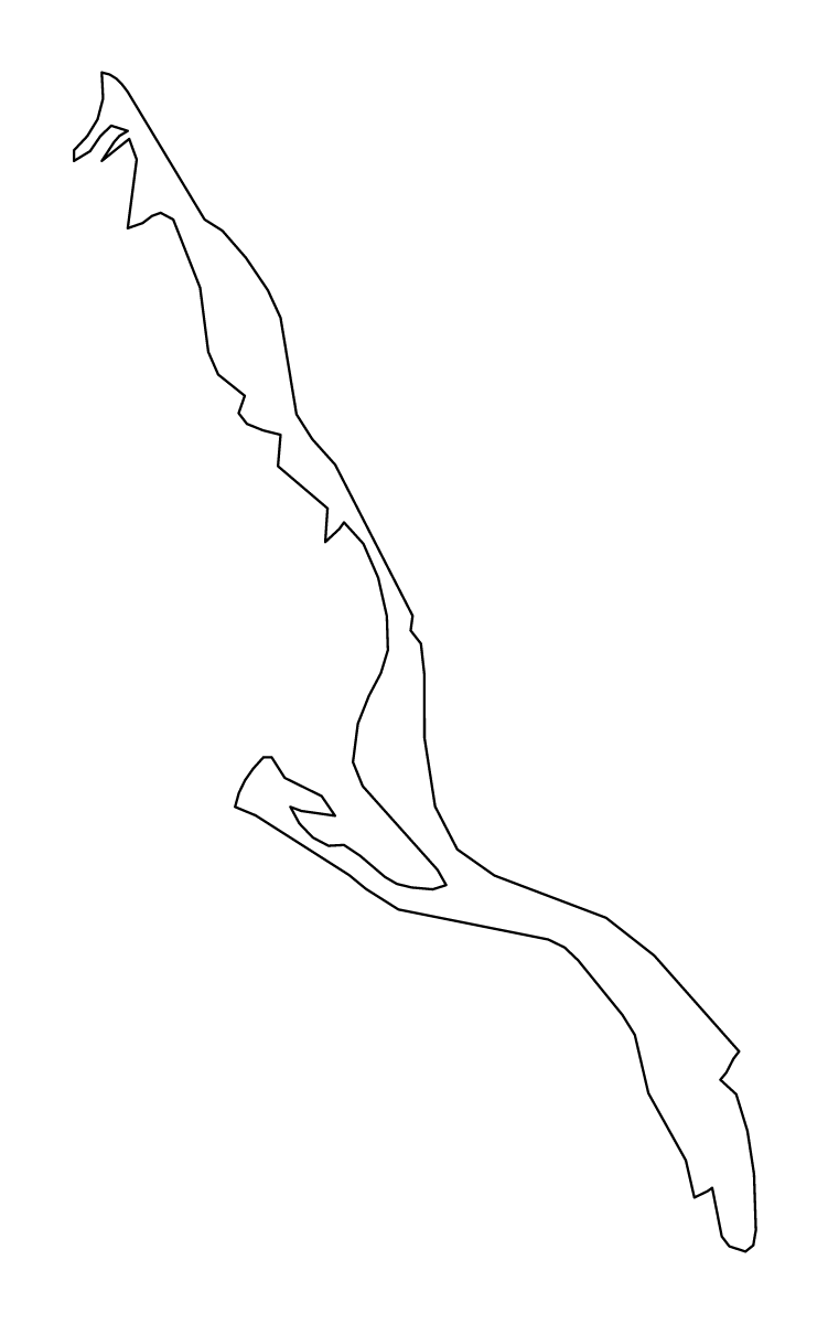 Carte de contour de Long Island, Bahamas.