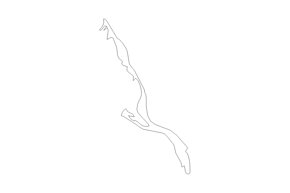 Outline map of Long Island District, Bahamas with subdivision borders.